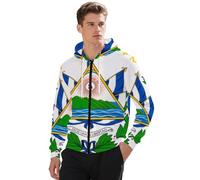 Felpa con Cappuccio da Uomo Classica con Cerniera E El Salvador Emblema Nazionale con Polsini A Coste A Maniche Lunghe con Cappuccio 3XL