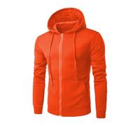 Felpa con cappuccio da uomo classica in pile con cappuccio da uomo casual tinta unita felpe a maniche lunghe con tasca con cerniera cappotto con cappuccio morbido e comodo top per adulti, Arancione