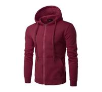 Felpa con cappuccio da uomo classica in pile con cappuccio da uomo casual tinta unita felpe a maniche lunghe con tasca con cerniera cappotto con cappuccio morbido e comodo top per adulti, vino, 3XL