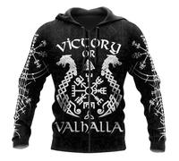 Felpa con Cappuccio da Uomo con Amuleto del Drago Vichingo - Pullover Unisex a Maniche Lunghe con Stampa 3D, Tatuaggio Lupo Nordico, Stile Casual Medievale con Zip(Zip Black Dragon,M)