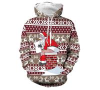 Felpa con cappuccio da uomo con Babbo Natale - Felpa 3D in stile Ugly Christmas Sweater | Divertente maglione con Babbo Natale sul caminetto, Stile P01 kaki, XXL