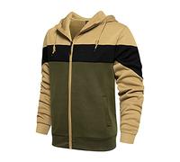 Felpa con cappuccio da uomo con cappuccio casual con cappuccio a maniche lunghe da uomo Colore invernale Cerniera superiore Casual Loose Thick Fleeces Poliestere Camicetta 2021, cachi., XXL