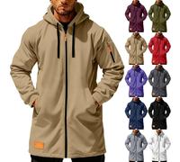 Felpa con cappuccio da uomo con cappuccio, da uomo, con cerniera, a maniche lunghe, per l'autunno, l'inverno, la lunghezza della felpa con cappuccio, per lo sport e il tempo libero, Nero , L