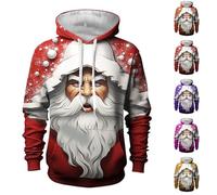 Felpa con cappuccio da uomo con cappuccio natalizia con grafica natalizia a maniche lunghe con cappuccio da uomo anziano invernale maglione natalizio alla moda felpa stampata divertente maglione