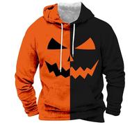 Felpa con cappuccio da uomo con cappuccio patchwork felpe con cappuccio da uomo a blocchi di colore felpa a maniche lunghe pullover a tema Halloween maglioni stampati zucca costumi costumi con