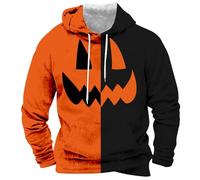 Felpa con cappuccio da uomo con cappuccio patchwork felpe con cappuccio da uomo a blocchi di colore felpa a maniche lunghe pullover a tema Halloween maglioni stampati zucca costumi costumi con