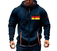 Felpa con cappuccio da uomo con cerniera, a maniche lunghe, con cappuccio, abbigliamento sportivo con stampa bandiera della Germania 3D, morbida e confortevole, con tasche multiple, abbigliamento