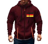 Felpa con cappuccio da uomo con cerniera, a maniche lunghe, con cappuccio, abbigliamento sportivo con stampa bandiera della Germania 3D, morbida e confortevole, con tasche multiple, abbigliamento
