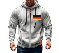 Felpa con cappuccio da uomo con cerniera, a maniche lunghe, con cappuccio, abbigliamento sportivo con stampa bandiera della Germania 3D, morbida e confortevole, con tasche multiple, abbigliamento