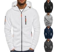 Felpa con cappuccio da uomo con cerniera a maniche lunghe, con cerniera, felpa con cappuccio e tasche con cerniera, Marina Militare, M