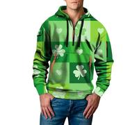 Felpa con cappuccio da uomo con cerniera a un quarto di quarto e scritta St Patrick's Hoodies Shamrock Irish Hoodies con cappuccio e tasca a marsupio Felpe con grafica per il giorno di San Patrizio