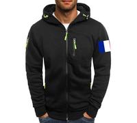Felpa con cappuccio da uomo con cerniera, casual, alla moda, tinta unita, con cerniera intera, a maniche lunghe, stampa con bandiera, oversize, leggera, unisex, comoda, per corsa, sport all'aria