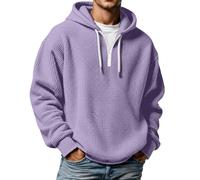 Felpa con cappuccio da uomo con cerniera e motivo a nido d'ape, per il tempo libero e lo sport, a maniche lunghe, casual, con cappuccio, tinta unita, per adolescenti, streetwear, B8 viola chiaro, XXL