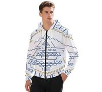 Felpa con Cappuccio da Uomo, con Cerniera E Palau Emblema Nazionale Ideale per Abbigliamento Casual E Sportivo Morbida E Resistente