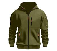 Felpa con cappuccio da uomo con cerniera, in tinta unita, leggera, in pile, con zip intera, da lavoro, a maniche lunghe, per palestra, corsa, sport, viaggi, con tasche segrete, abbigliamento casual, 3