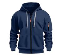 Felpa con cappuccio da uomo con cerniera, in tinta unita, leggera, in pile, con zip intera, da lavoro, a maniche lunghe, per palestra, corsa, sport, viaggi, con tasche segrete, abbigliamento casual, 1