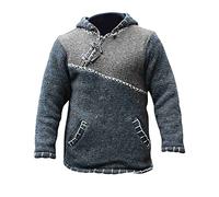Felpa con cappuccio da uomo con cerniera incrociata patchwork foderata in pile Boho Hippie, giacca di lana a maniche lunghe misto lana hippy autunno inverno, felpa leggera casual taglie forti, Grigio