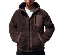 Felpa con cappuccio da uomo con chiusura a strappo, per autunno e attività all'aperto, con cappuccio, tasche multiple, sportiva, multifunzionale, in pile, traspirante, comoda e casual, caffè, M