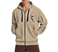 Felpa con cappuccio da uomo con coulisse, con stampa cavaliere, leggera, oversize, con tasche e cerniera, comoda maglietta per il tempo libero, per tutti i giorni e il tempo libero, cachi, 3XL