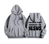 Felpa con cappuccio da uomo con lettera di Cristo, vestibilità stretta, casual, per lo sport, tutti i giorni, grigio chiaro., 3XL