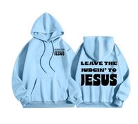 Felpa con cappuccio da uomo con lettera di Cristo, vestibilità stretta, casual, per lo sport, tutti i giorni, Celeste., M
