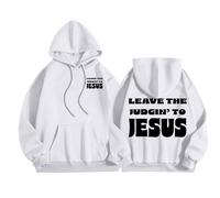 Felpa con cappuccio da uomo con lettera di Cristo, vestibilità stretta, casual, per lo sport, tutti i giorni, bianco, XXL