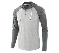 Felpa con cappuccio da uomo con maniche raglan, coulisse, a maniche lunghe, per il tempo libero, elegante felpa con maniche a contrasto, comoda felpa con cappuccio per tutti i giorni, alla moda per le
