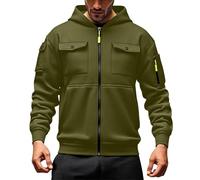 Felpa con cappuccio da uomo con mezza zip di grandi dimensioni, casual, comoda per il lavoro all'aperto, per la vita quotidiana, felpe tinta unita, verde, L
