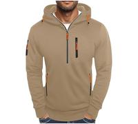 Felpa con cappuccio da uomo con mezza zip, vestibilità aderente, con tasche varsatile con zip, felpe elasticizzate patchwork, tinta unita, abbigliamento sportivo, leggero, traspirante, con cappuccio