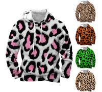Felpa con cappuccio da uomo con motivo slim fit, felpa con cappuccio per esterni, a maniche lunghe, classica felpa con cappuccio comoda da indossare, maglione con tasca a marsupio con stampa zebrata