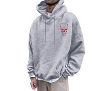 Felpa con cappuccio da uomo con scheletro e stampa a lettere felpe con cappuccio da uomo autunno inverno caldo felpe oversize con cappuccio casual, maglioni, gilet e felpe per Halloween, 01-light