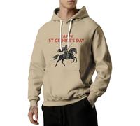 Felpa con cappuccio da uomo con scritta "Happy St George's Day", cachi, S