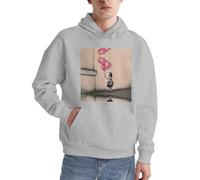 Felpa con cappuccio da uomo con scritta "There is Always Hope And Girl With Balloons Felpa con cappuccio Adulto Confortevole manica lunga casual con tasca per l'uso quotidiano, grigio, L