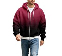 Felpa con cappuccio da uomo con sfumatura di colore, oversize, casual, con cerniera e tasche, a maniche lunghe, tinta unita, comoda felpa con cappuccio da uomo, elegante streetwear, Altro1, L