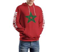 Felpa Con Cappuccio Da Uomo Con Stampa 3D E Grande Bandiera Del Marocco, Felpa Con Cappuccio Unisex Alla Moda, Completo Casual Autunno Inverno Con Tasca, Top Morbido E Confortevole Per Adulti
