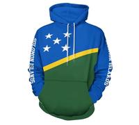 Felpa Con Cappuccio Da Uomo Con Stampa Bandiera Delle Isole Salomone Pullover Casual Con Maniche Lunghe Coulisse E Tasca Larga Comoda Felpa Traspirante In Poliestere Con Stampa A Stelle Taglia 5Xl