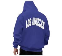 Felpa con cappuccio da uomo con stampa di lettere della California di Los Angeles, casual, con cappuccio, stile anime country, taglie forti, per l'inverno, l'autunno, vestibilità larga, tinta unita