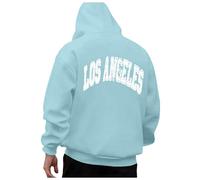 Felpa con cappuccio da uomo con stampa di lettere della California di Los Angeles, casual, con cappuccio, stile anime country, taglie forti, per l'inverno, l'autunno, vestibilità larga, tinta unita