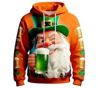 Felpa con cappuccio da uomo con stampa grafica, design casual, pratica tasca frontale per il comfort urbano Streetwear, Colore: arancione., 3XL