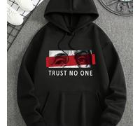 Felpa con cappuccio da uomo con stampa grafica di un paio di occhi e le parole "NON FIDARTI DI NESSUNO" | Design raffinato | Indispensabile per l'uso quotidiano, stile semplice e di | Abbigliamento da