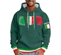 Felpa con cappuccio da uomo con stampa italiana, design alla moda, per il tempo libero, tutti i giorni, inverno, streetwear, basic, Verde scuro, XL