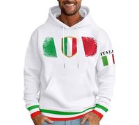 Felpa con cappuccio da uomo con stampa italiana, design alla moda, per il tempo libero, tutti i giorni, inverno, streetwear, basic, bianco, 3XL