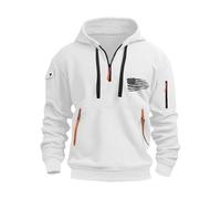 Felpa con cappuccio da uomo con tasca con cerniera cargo da uomo a maniche lunghe, felpa con cappuccio con zip a quarto e tasca a marsupio tasca con patta sul braccio felpe multi tasche abbigliamento