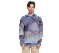Felpa con cappuccio da uomo con trama marmorizzata viola-oro, protezione solare, a maniche lunghe, ad asciugatura rapida, protezione UV con cappuccio, Texture Marmo Viola-dorato, L