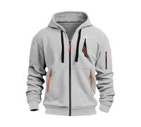 Felpa con cappuccio da uomo con zip e bandiera Usa con stampa a righe, stampa a righe, da uomo, alla moda, stile cristiano, tattico, da combattimento, tasca sul braccio, elegante, vestibilità regolare