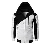 Felpa con cappuccio da uomo con zip e cappuccio in pile patchwork giacca tinta unita con tasca a marsupio giacca a contrasto di colore slim fit maglione con cappuccio casual alla moda giacca sportiva