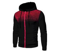 Felpa con cappuccio da uomo con zip intera, a maniche lunghe, con cappuccio, per il tempo libero, sport, stampa a pois, pullover con tasca con cerniera completa, felpe da uomo UK, Nero , XXL