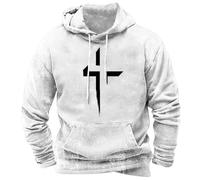 Felpa con cappuccio da uomo cristiana stampata in 3D a maniche lunghe con stampa incrociata gotica Y2K Felpa con cappuccio con tasche con cappuccio Top Casual Pullover con cappuccio Hip Hop Felpe con