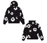 Felpa con cappuccio da uomo D T oversize, maglione sportivo a maniche lunghe, invernale Y2K Hip Hop, felpa unisex con cappuccio, felpa con cappuccio, felpa con cappuccio, da uomo con fiori, Nero , L