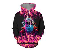 Felpa con cappuccio da uomo, divertente Babbo Natale, con motivo a fiamme, casual, adolescente, ragazzo, camicetta natalizia, a maniche lunghe, per il periodo natalizio, 05-rosso, L